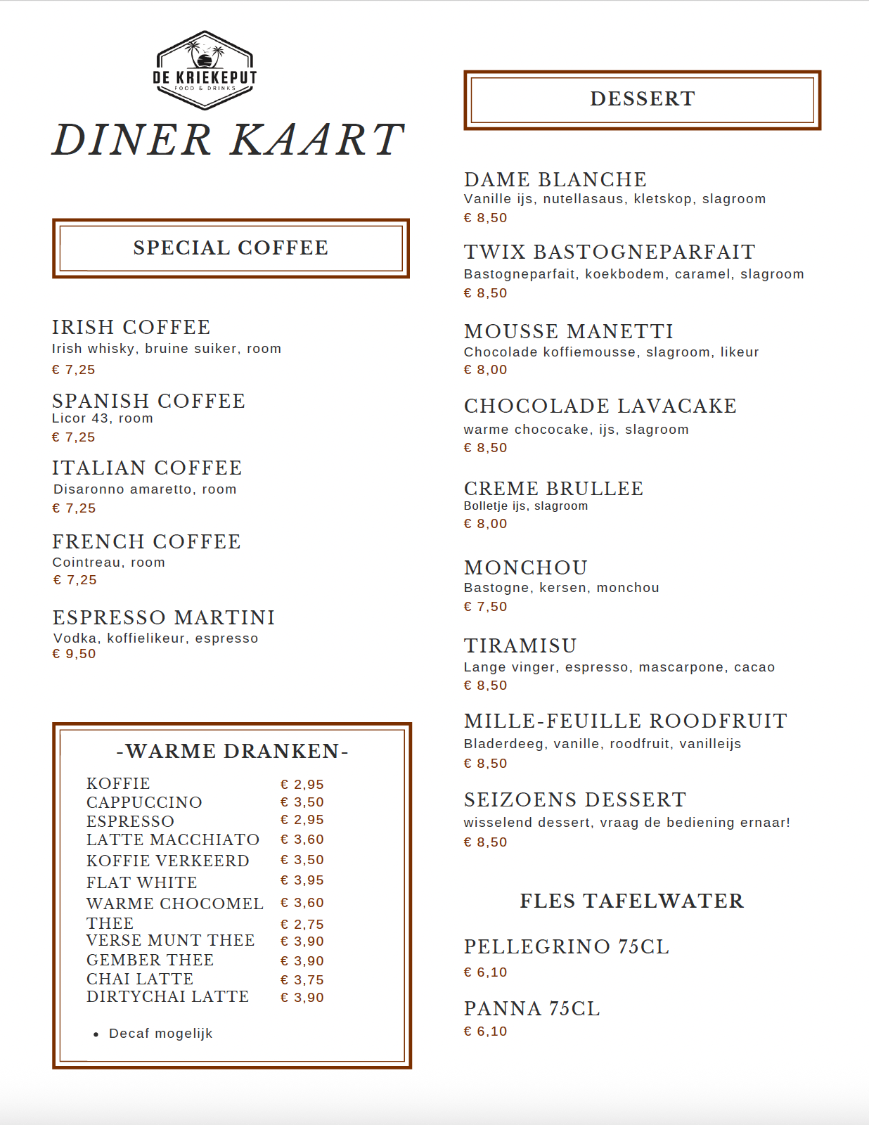 Dinerkaart Kriekeput 3